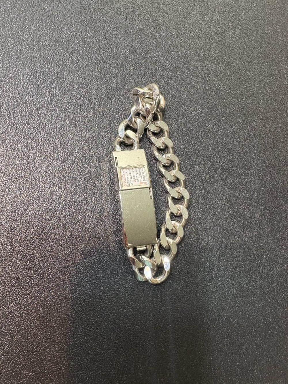 Vintage 1974 Men's Chain Calendar Bracelet by Speidel U.S.A.